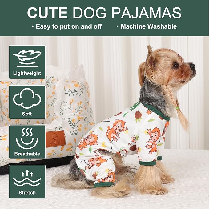 Pijama para Perro Pequeño, Mono Manga Larga, Algodón, Talla M miniatura 4