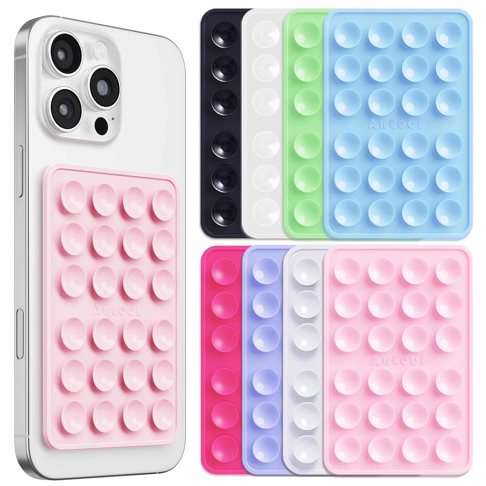 Photo 1 of JingJinYY 8 Pack Silicone Suction Phone Case Adhesive Mount, Enhanced Suction Power and Upgraded Thickened Sticky Phone Grip, Durable, Hands-Free Sticky Phone Holder, 2.56"x3.94"