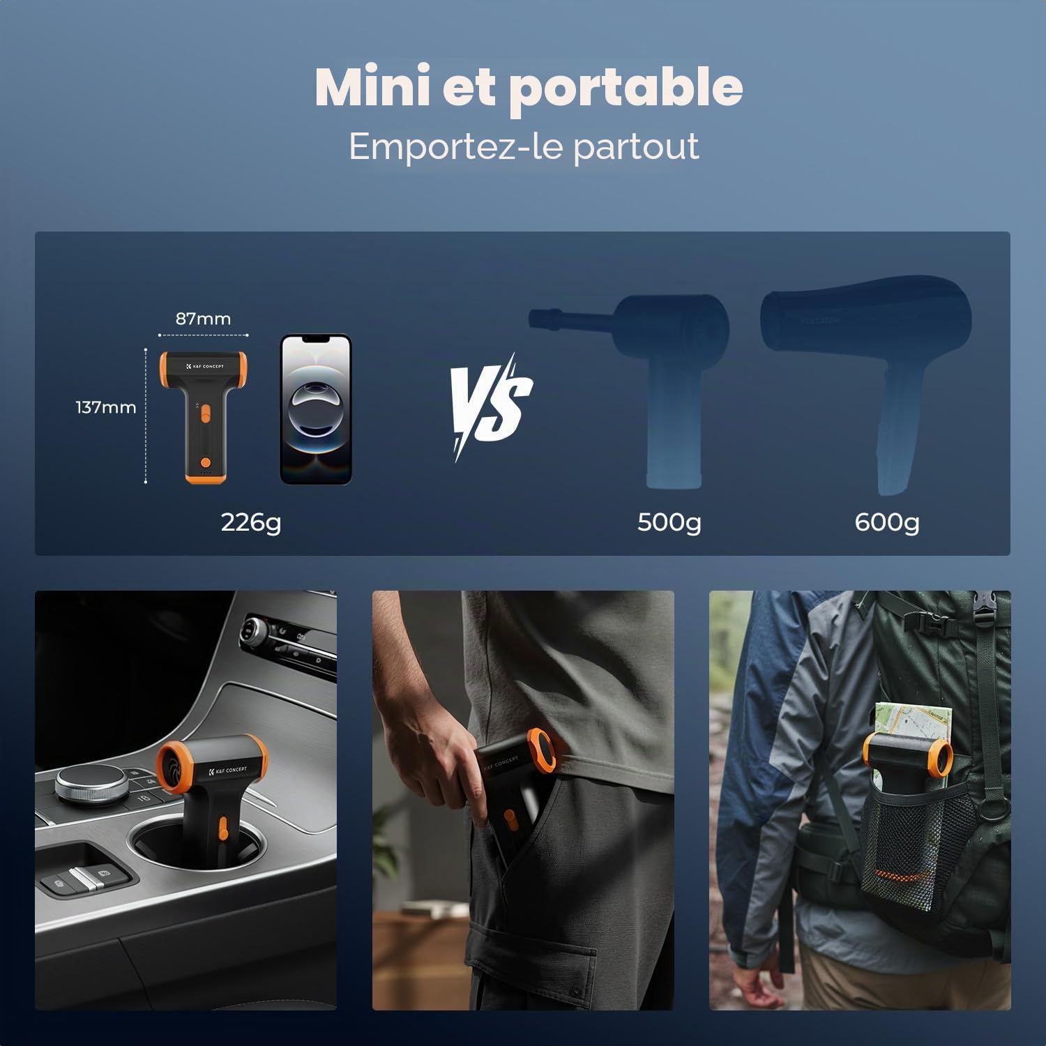 K&F CONCEPT Souffleur Air Comprimé - Nettoyant PC Air Comprimé 120000RPM, Mini Souffleur Réglable Vitesse, Charge Rapide, Souffleur de Poussière pour Ordinateur, Clavier, Maison, Extérieur et Voiture