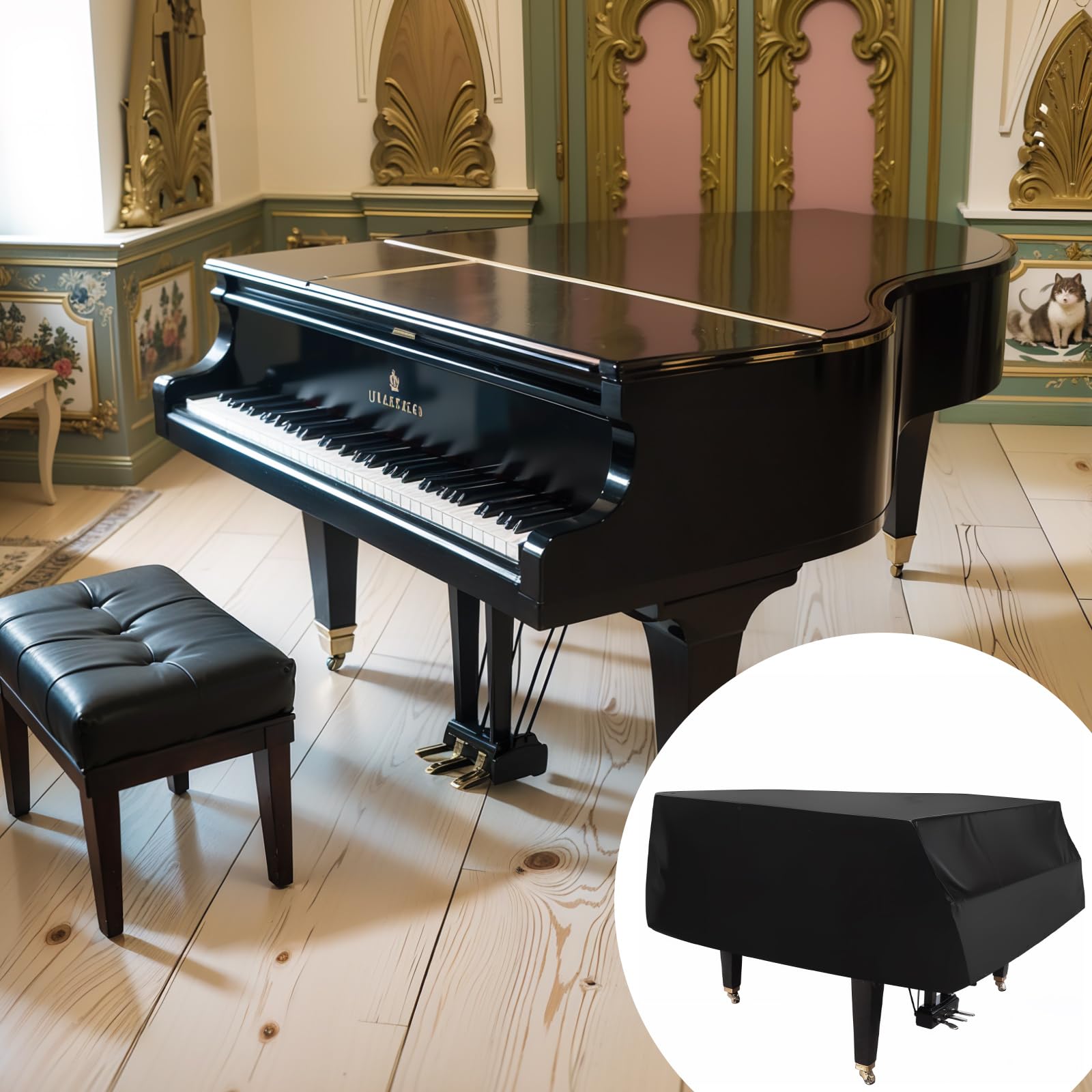 Housse de protection robuste pour piano à queue 600D imperméable à l'eau, à la poussière, à la crème solaire et aux rayures – Housse de piano (S-162,9 cm)