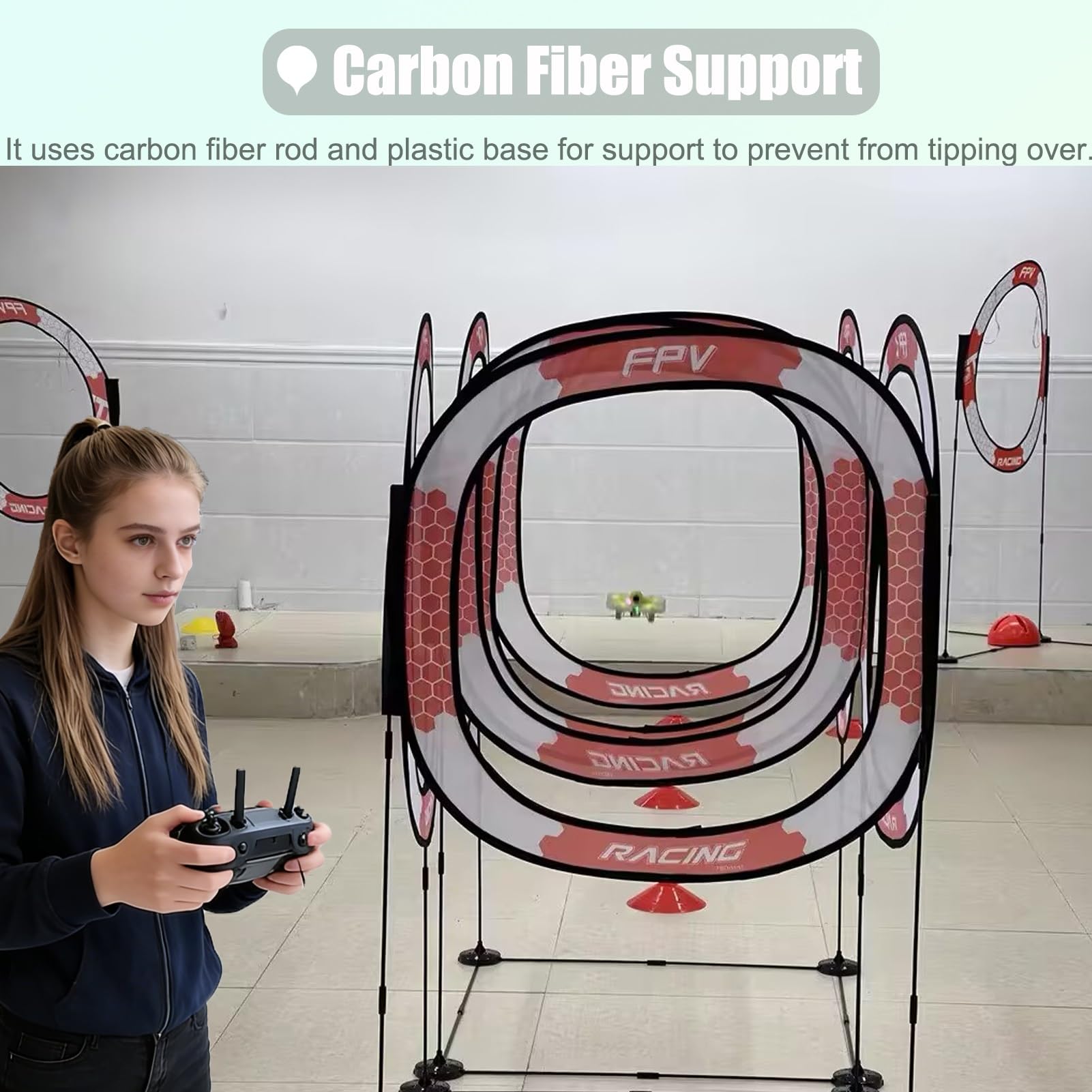 Percorso Ostacoli Droni Kit di Allenamento per Mini Droni con Percorso a Ostacoli per Giochi Domestici, Percorsi a Ostacoli 3D per Droni da Corsa All'aperto/al Chiuso, Anello di Allenamento