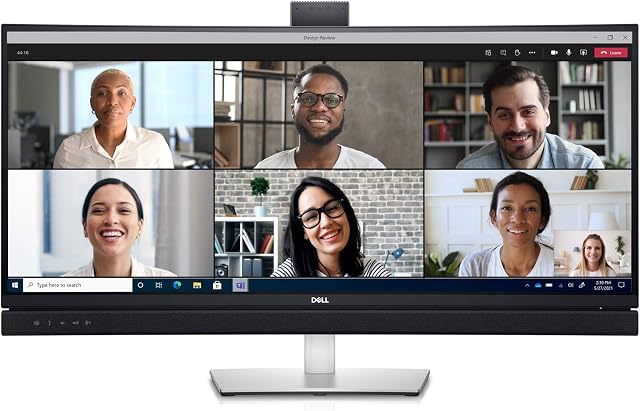 Dell C3422WE 34 Inch WQHD (3440x1440) Curved Video Conferencing Monitor, 60Hz, IPS, 5ms, Built-in Speakers, 5MP Camera, Mic, 2x USB-C, DisplayPort, HDMI, 4x USB, 3 Year Warranty