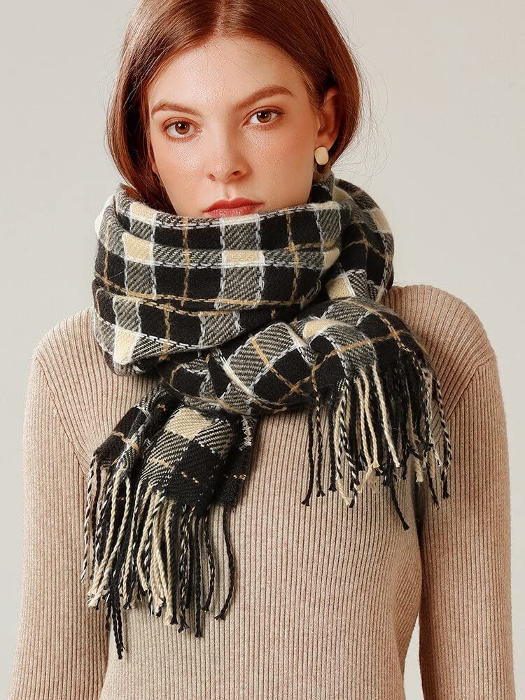 Sciarpa Donna Scialle Uomo Invernale Sciarpa Invernale da Donna Sciarpe Scozzesi Nere Calde in Stile Coreano Womans