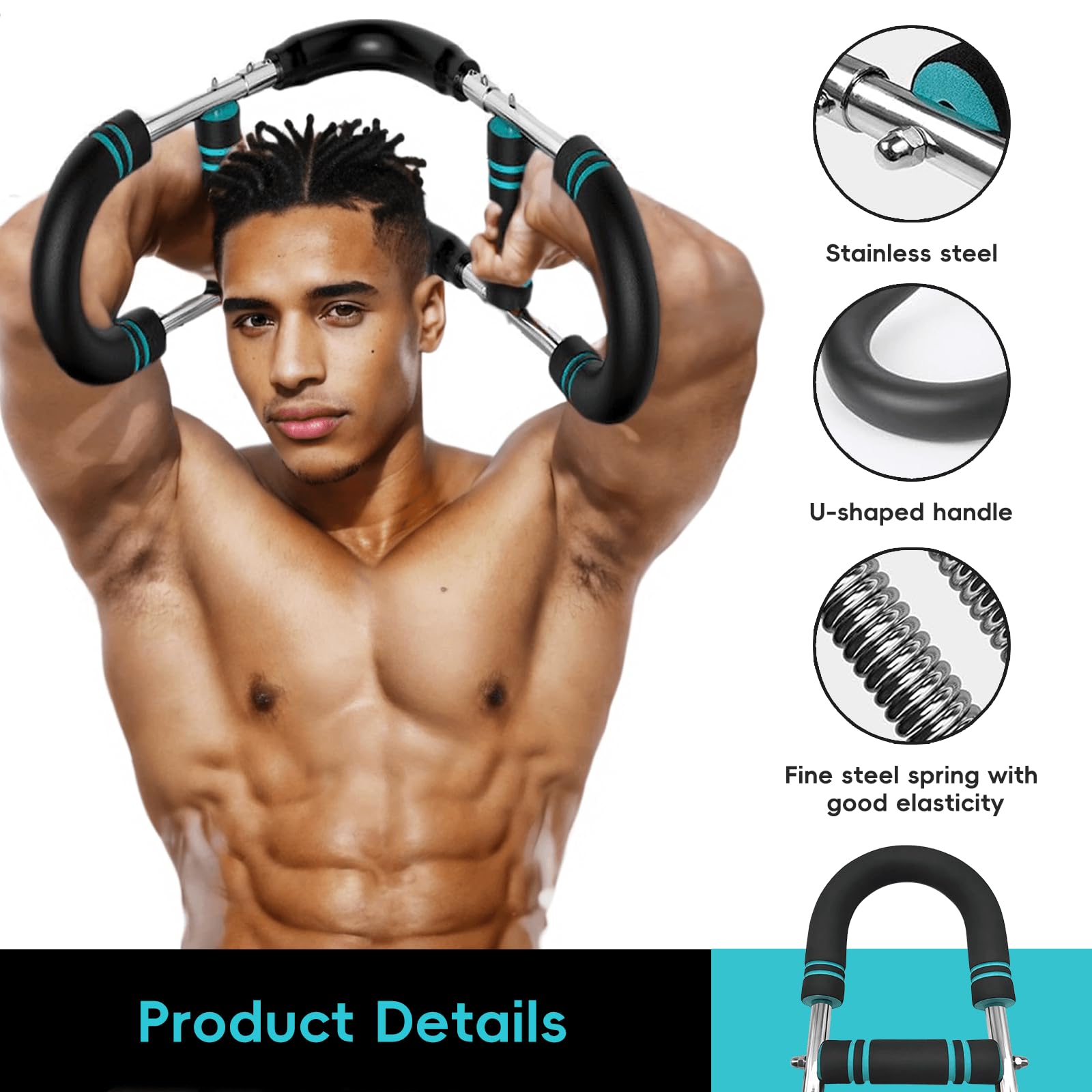 Twister Arm Trainer, regulowany ekspander klatki piersiowej, przenośny Power Twister Bar wzmacniacz siły mięśni, sprzęt fitness do domu dla mężczyzn, początkujących i profesjonalnych sportowców