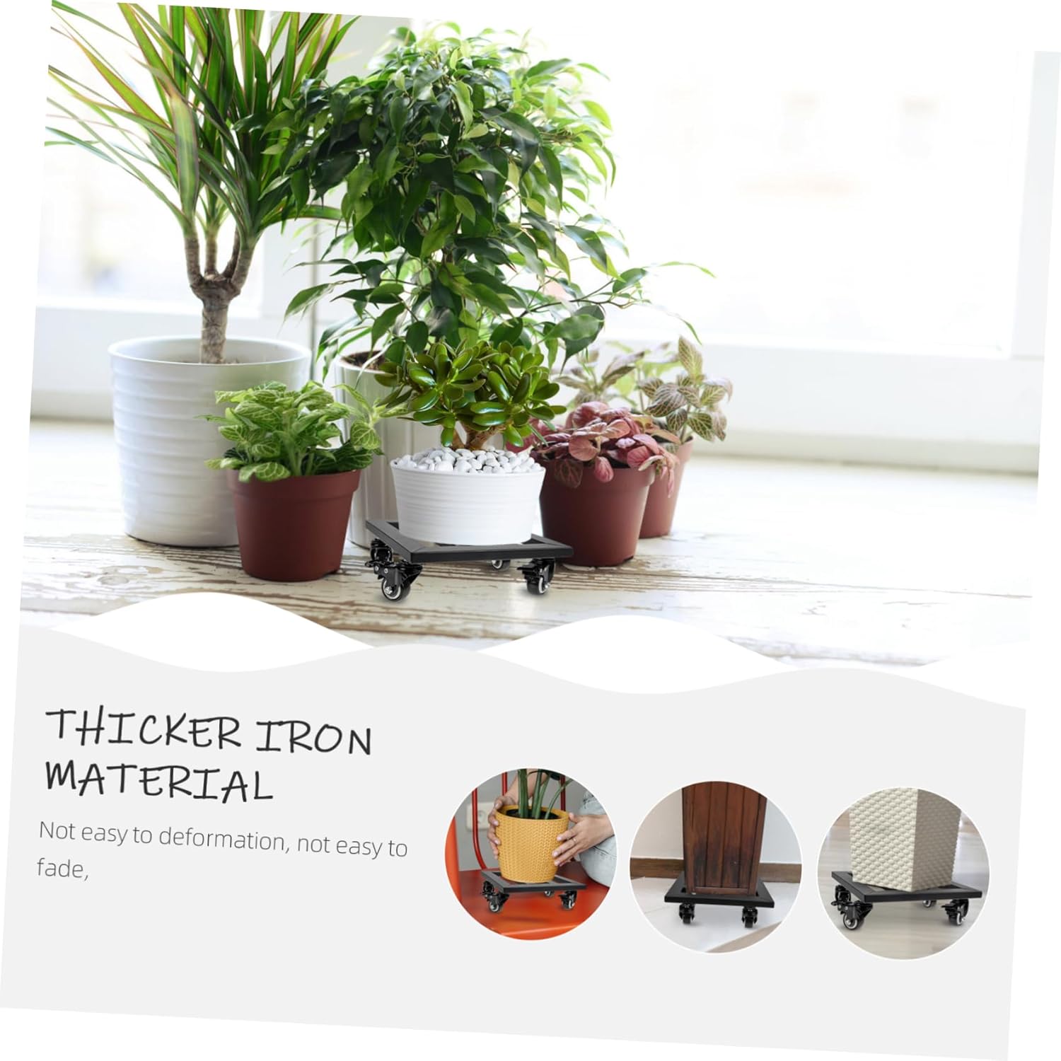 Heavy-Duty Movable Plant Stand Wheels for Indoor and Outdoor Use Iron Flower Pot Tray Casters Rolling Flowerpot Bottom for Garden and Home