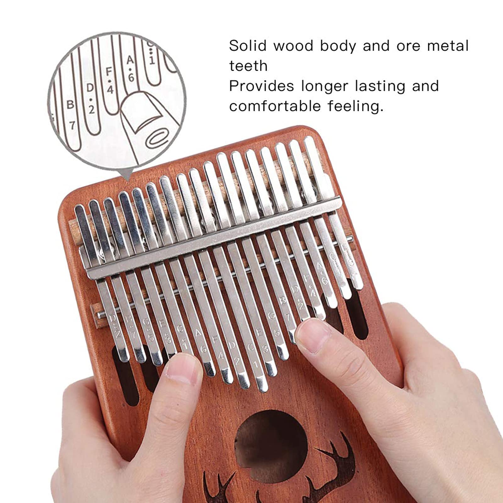 Kalimba, Instrument de Musique Adulte Piano à Pouce 17 Touches Instrument de Musique Portable Cadeaux pour Enfants et Adultes Débutants