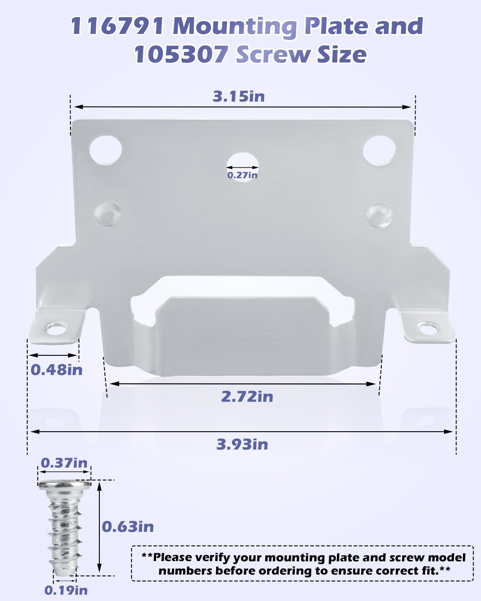 IWIWE Replacement for IKEA Bed Frame Part #116791 Mounting Plate & #105307 Screws – Compatible with Hemnes, Malm, Brimnes,Ingatorp,Tarva Kritter – Set Includes 2X Mounting Plates & 6X Screws