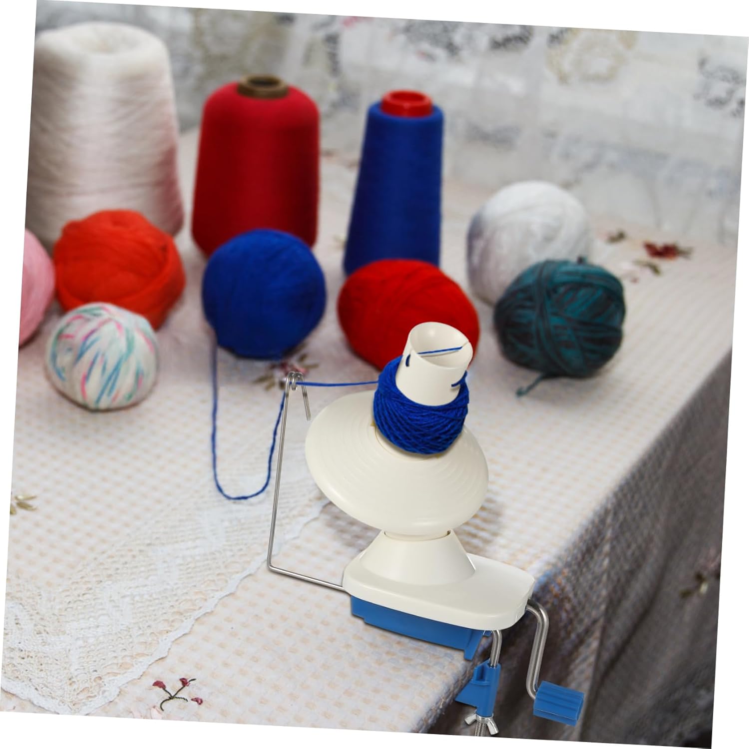 Veemoon Hand Winding Machine Yarn Circular Ball for Tool Operated Knitter Rotating Wool Winder Crochet Spinning Winders Knitting Holder Plastic