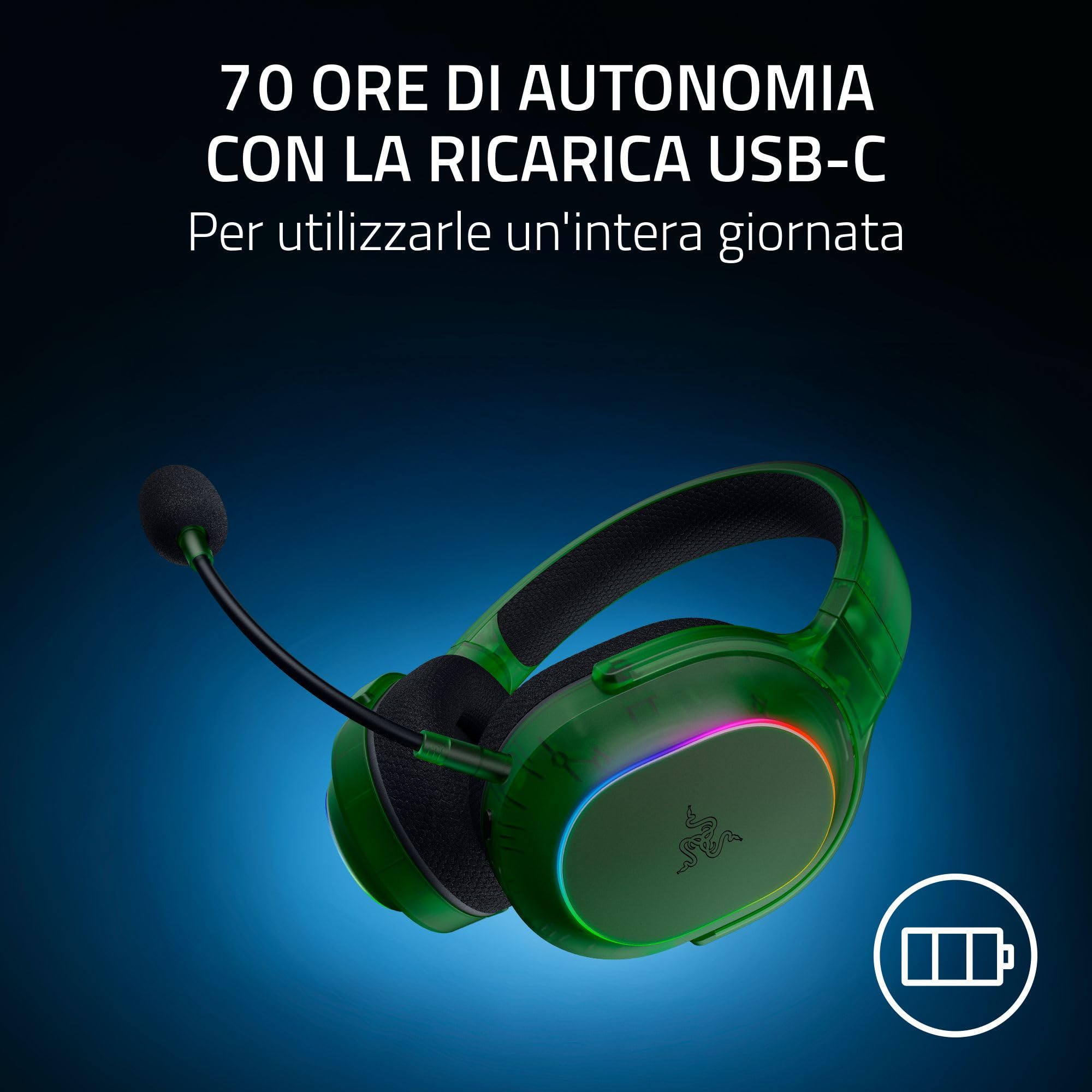 Razer Barracuda X Phantom Green Edition - Cuffie da gioco wireless multipiattaforma (285 g, driver TriForce da 40 mm, Dual Wireless HyperSpeed e Bluetooth) Phantom Green