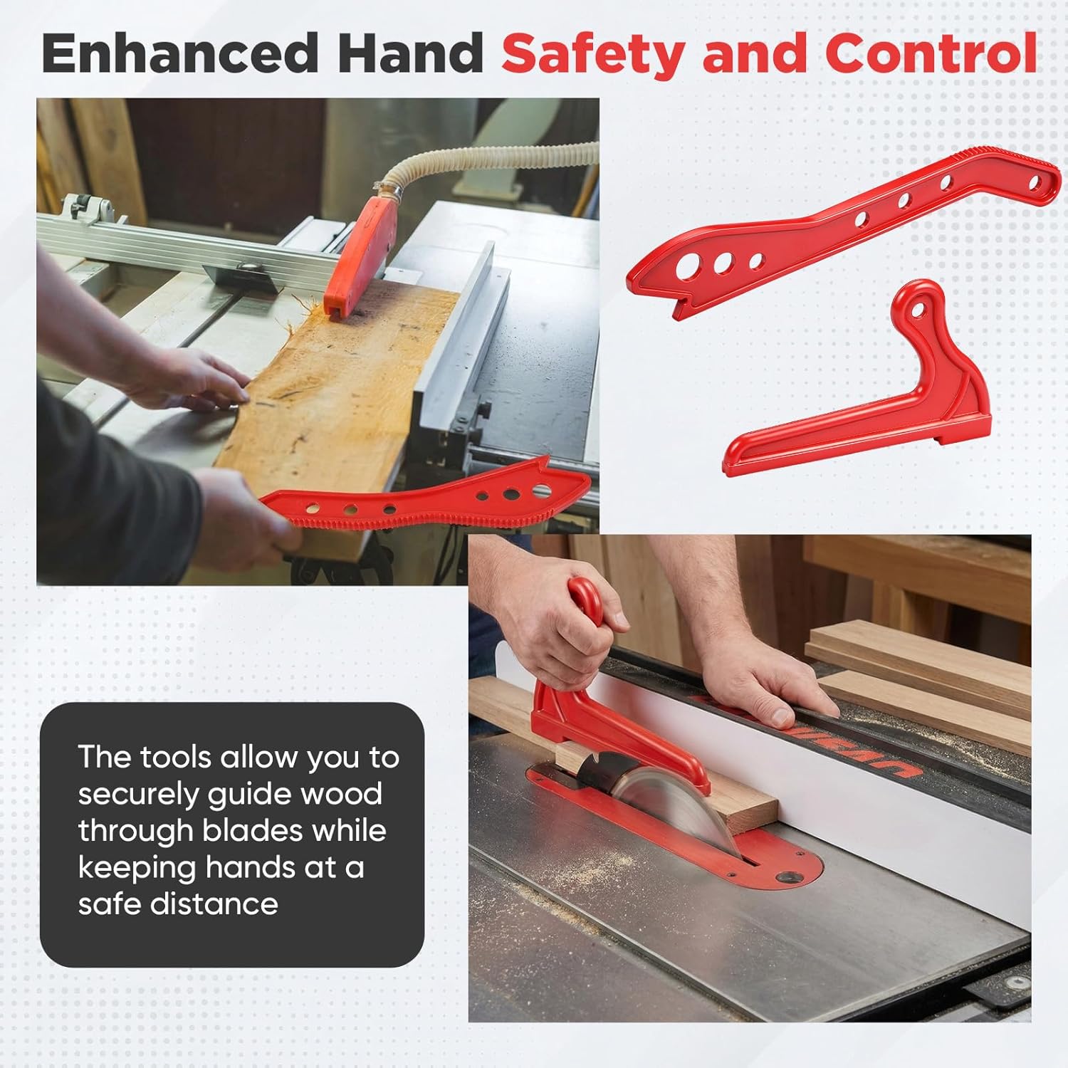 Lothee 2 Pcs Table Saw Push Block and Push Stick Set Table Saw Accessories, Ergonomic Handles Fits Router Tables, Jointers, Band Saws for Woodworking Tools and Hand Safety Protection