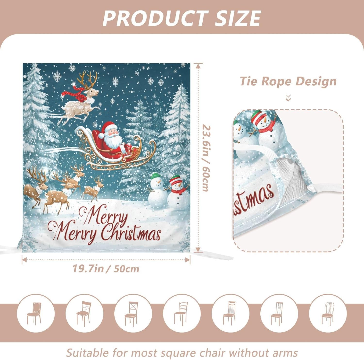 MNSRUU Christmas Chair Back Cover for Dining Room,Santa Claus Chair Slipcovers Set of 6, Snowman Chair Cover for Kitchen Hotel Holiday Party Decor,81