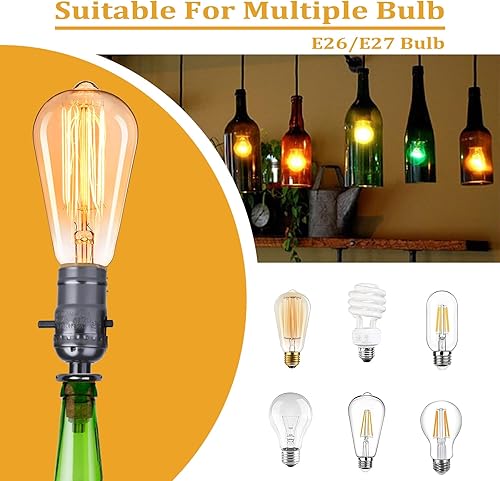 Miniatura 4 de Aokpsrt Kit de lámpara de botella con broca de vidrio de 0.354 in, kit de lámpara para botellas de licor con enchufe deslizante y cable de