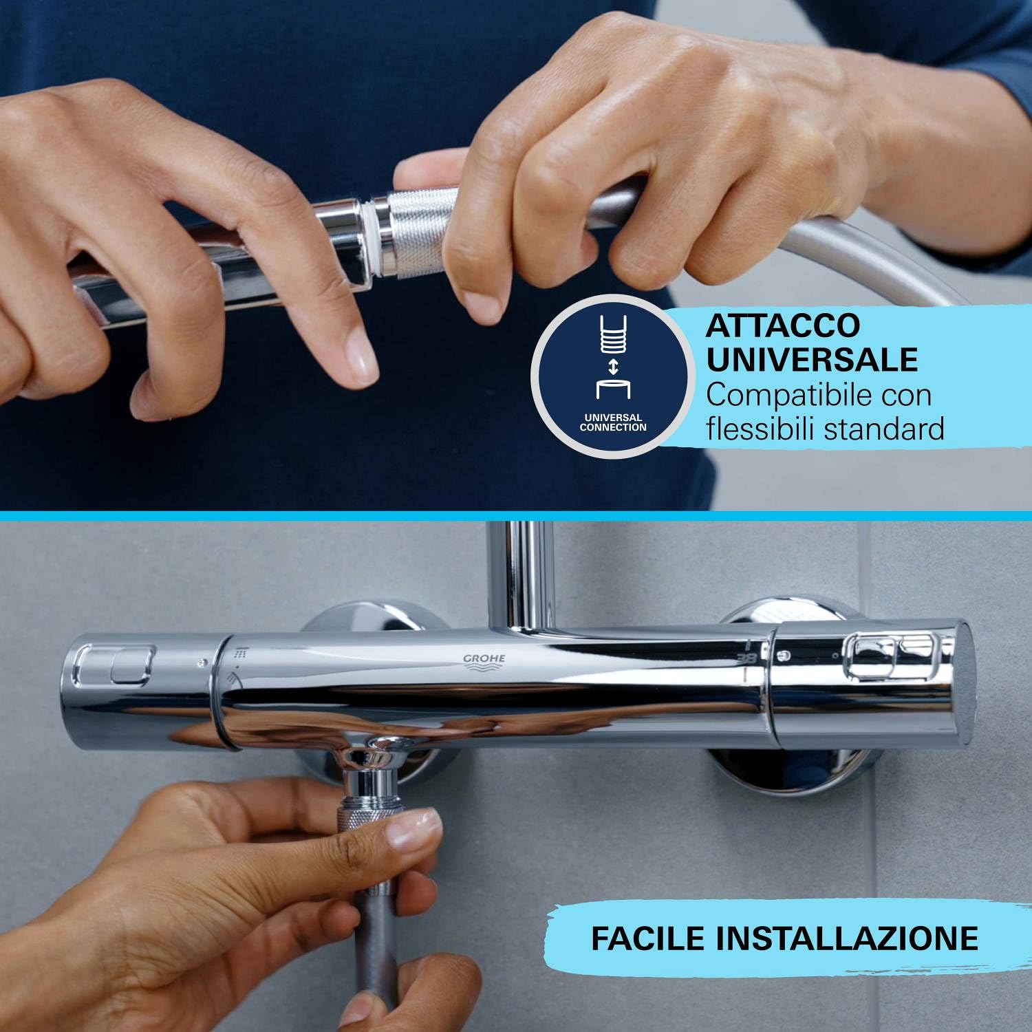 GROHE QUICKFIX VitalioFlex, Flessibile doccia, 1500mm, In metallo, 27502001
