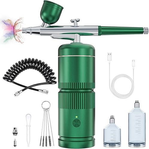 Rexley Kit de aerógrafo para uñas, compresor de aerógrafo inalámbrico recargable, máquina de aerógrafo de uñas, juego de pistola de aerógrafo para