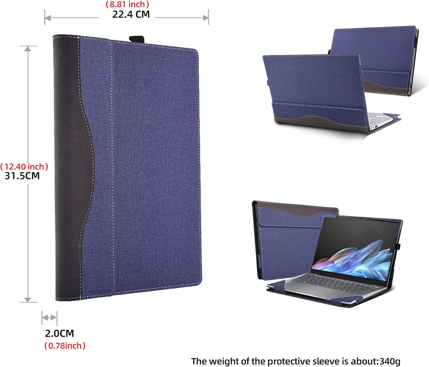 Laptop Cover for HP OmniBook X Laptop Next Gen AI PC - 14-fe0087nr |14-fe000|14-fe0097nr|14-fe0057nr|14-fe0058nr 14" PU Leather Inside Pocket Cover (Blue)