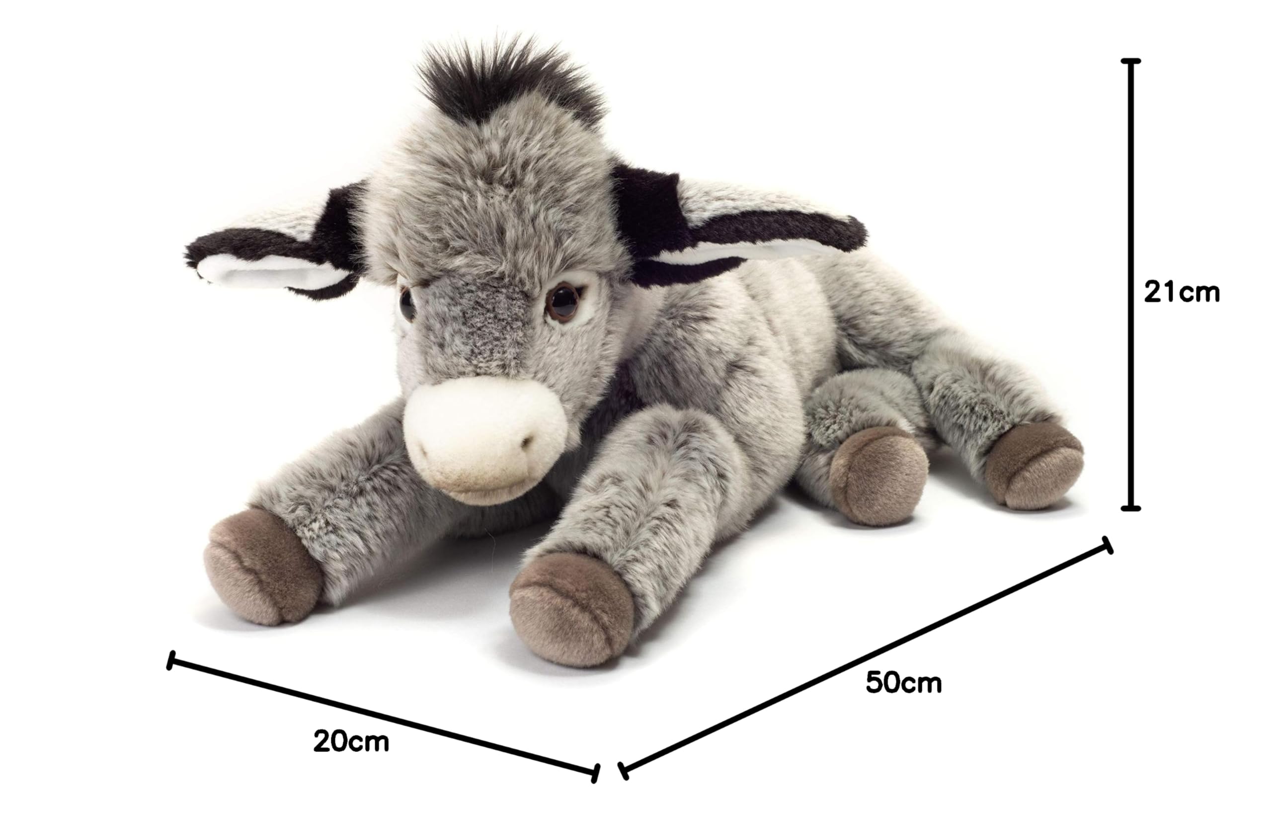 Teddy Hermann 90249 Esel liegend 50 cm, Kuscheltier mit idealem Recyclinganteil (Füllmaterial)