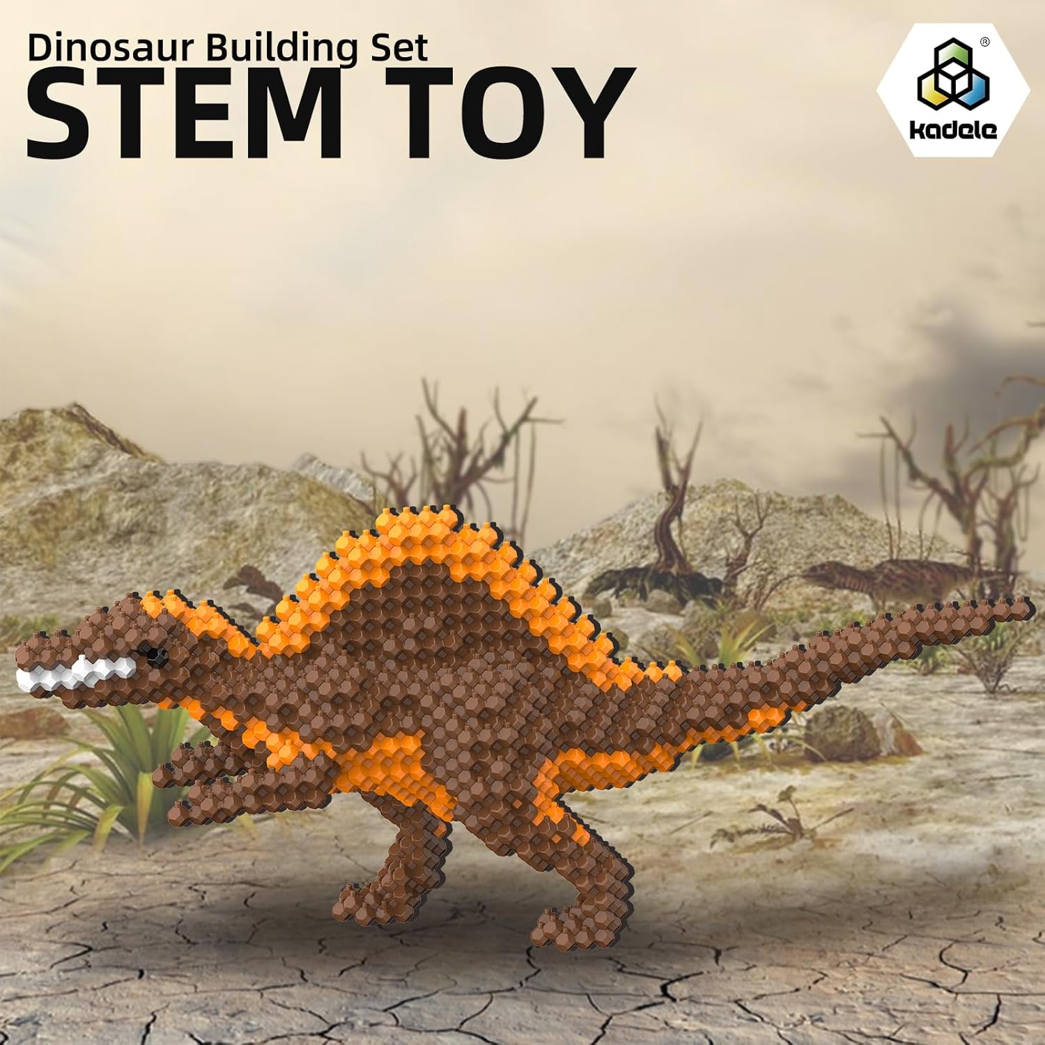 Fun Dinosaur Building Set 418PCS, Spinosaurus Creative Educational Toys Boys Girls 8+, Animal Figures Building Kit Model Jurassic Dino Blocks Toy Dispaly Present for Kids & Adults