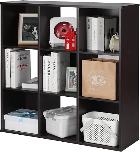 PACHIRA US - Organizador de almacenamiento de 9 cubos, armario de madera resistente, organizador de archivos, compartimentos para estantería, color