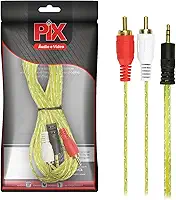 Cabo P2+Rca Cristal - P2 Estéreo + 2 Rca Macho 5M - Amarelo