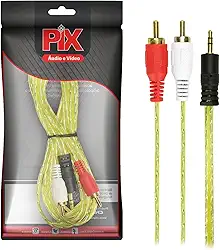 Cabo P2+Rca Cristal - P2 Estéreo + 2 Rca Macho 5M - Amarelo