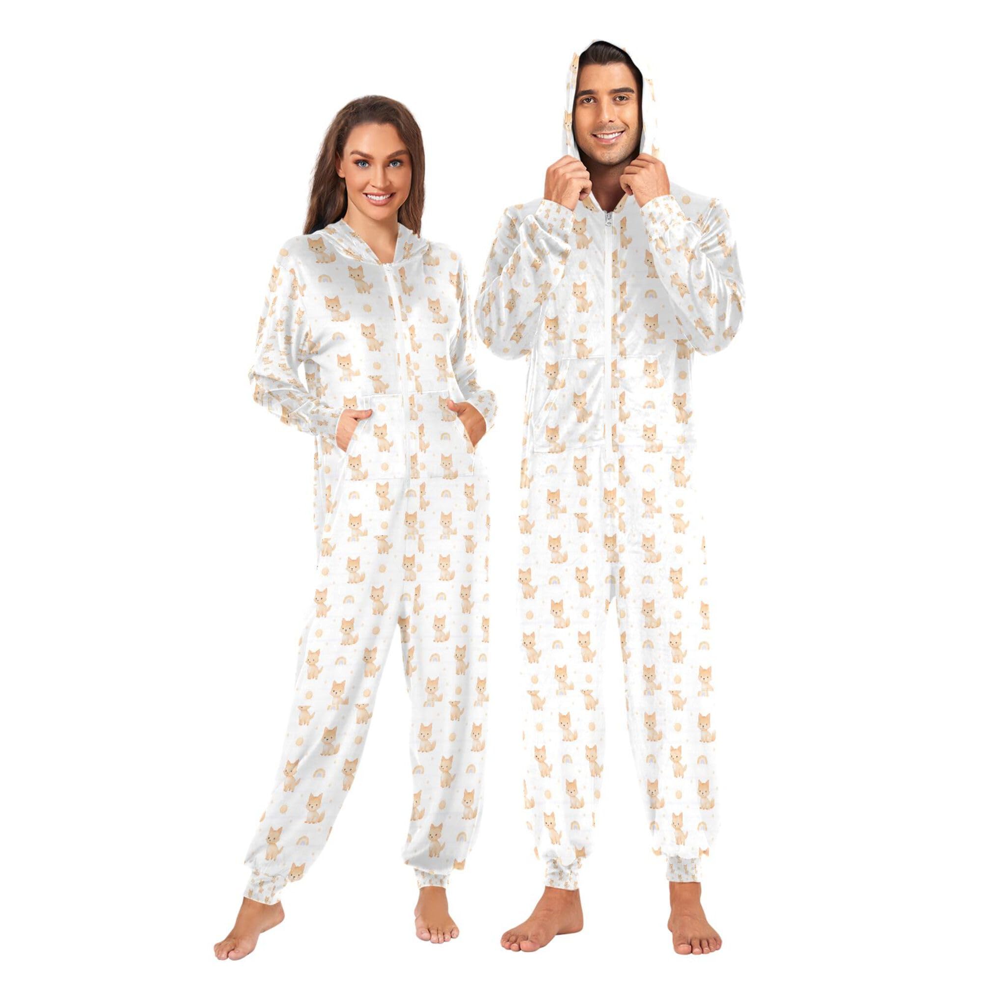 Onesie dla kobiet piżama z kapturem 1-częściowa bielizna nocna kreskówka urocze koty bielizna nocna