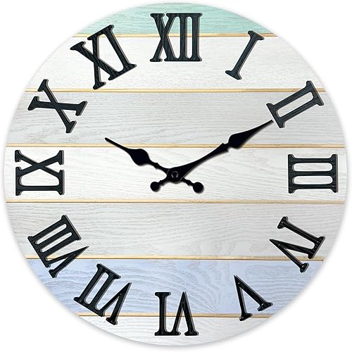 Miniatura 1 de Relojes de pared de madera maciza para decoración de sala de estar, reloj de pared rústico de 16 pulgadas, funciona con pilas, reloj de pared