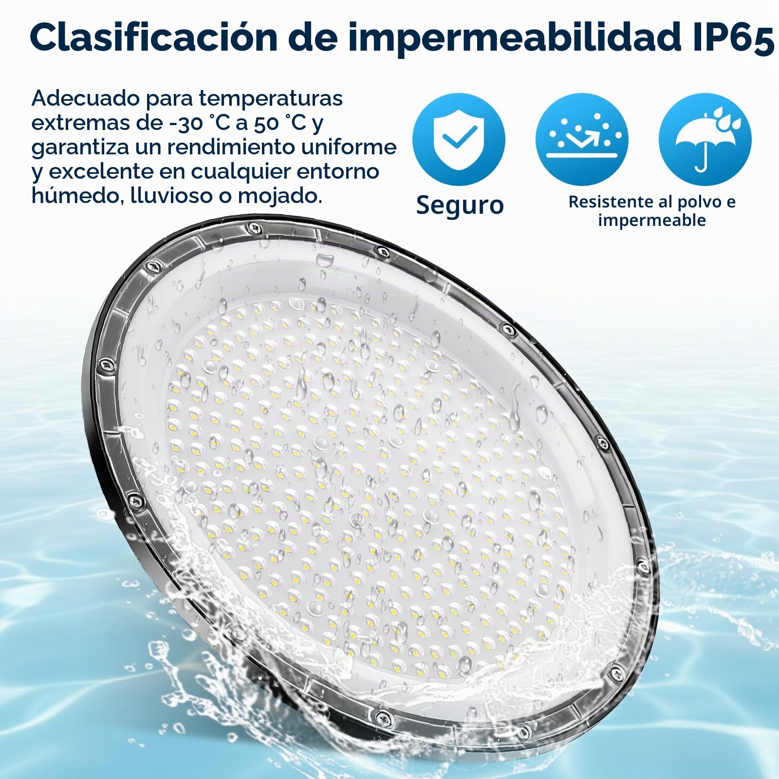 2Pack 500W UFO LED Lámpara de Alta Bahía, 50000LM Focos Interior Techo,6500K Ultrafina Iluminación de Almacén,IP67 Impermeable Naves Industriales Para Patio,Garaje,Fábrica,Taller
