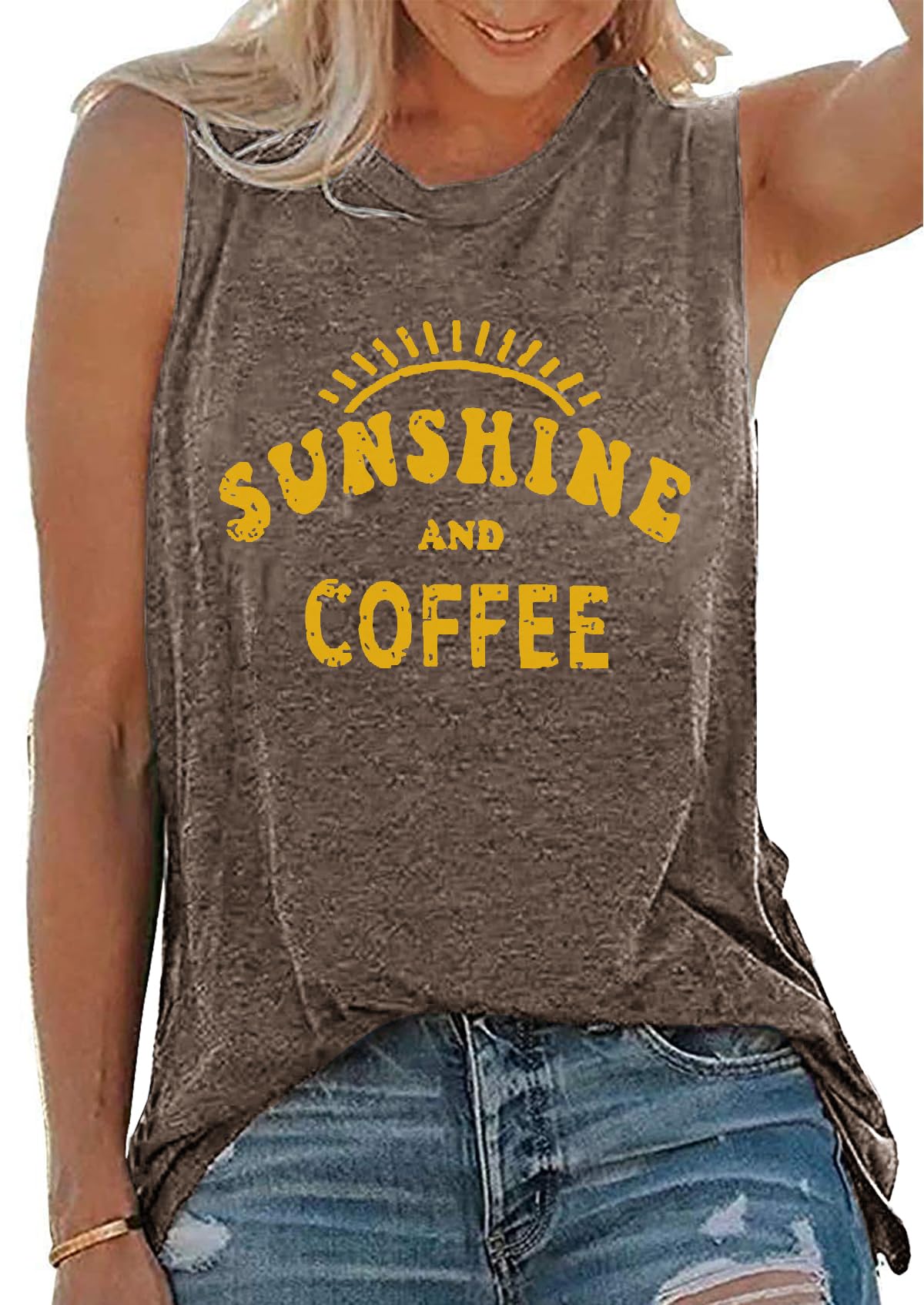 Cuptacc Tank Top Damen Sommer Tops Rundhals Drucken Ärmellose Tshirt Damen Locker