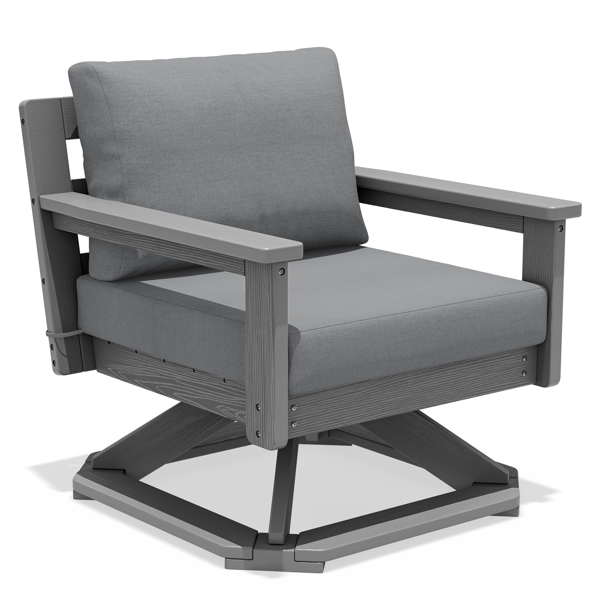SERWALL Outdoor Swivel Chair, Oversized Patio Sofa Chair with 360° Rotation