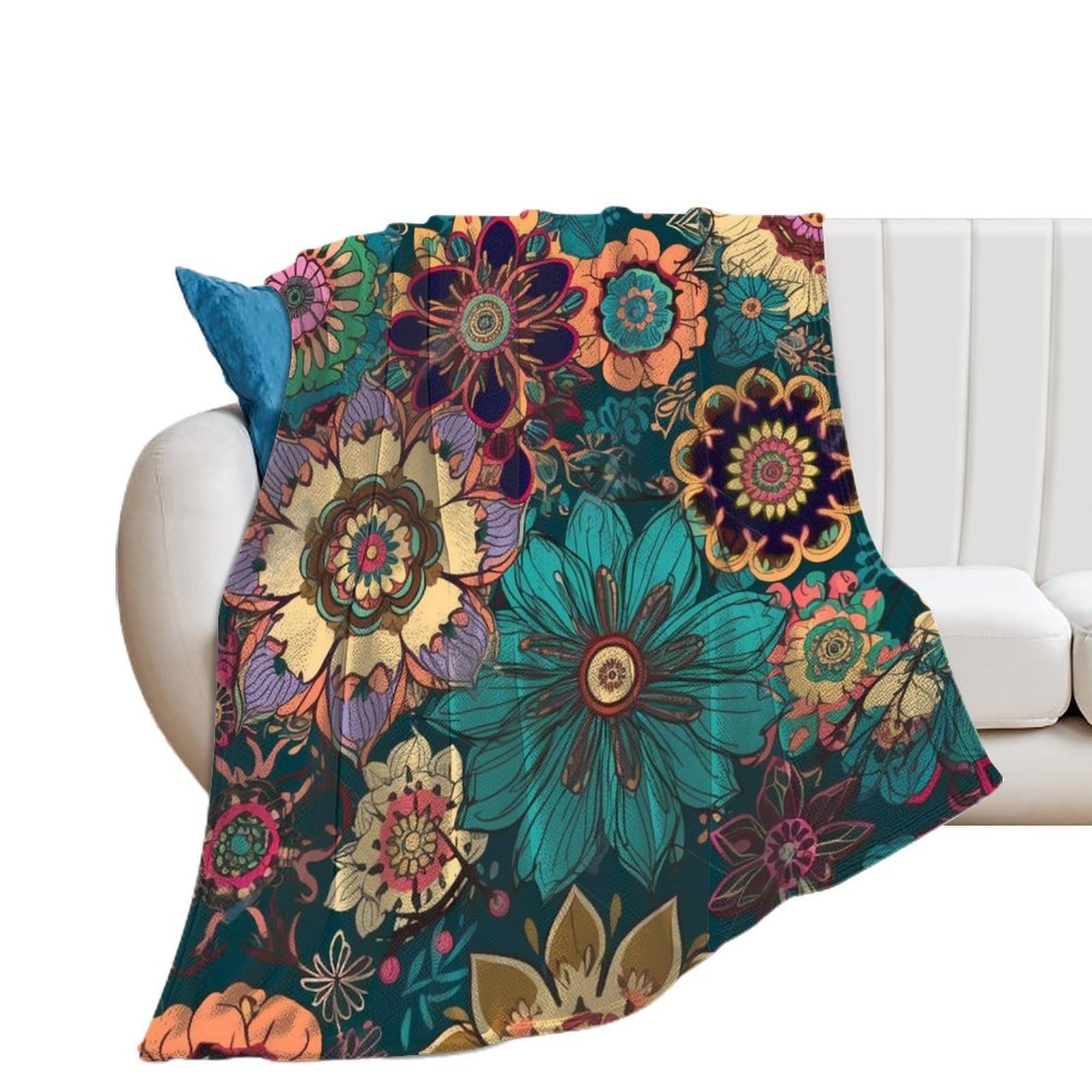 Couverture douce de lit haut de gamme au motif floral imprimé avec finitions soignées