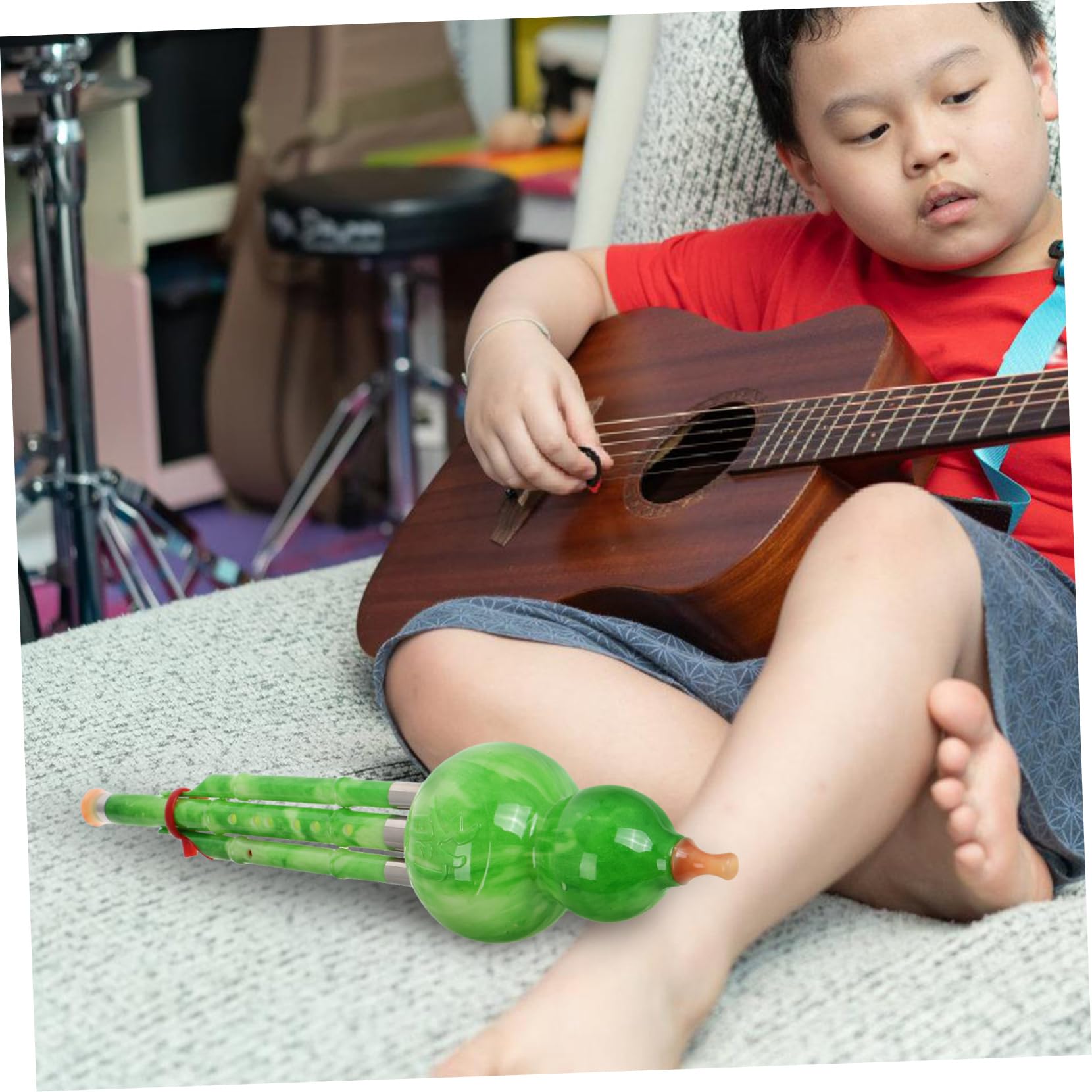 Toyvian Hulusi für Anfänger und Kinder Flöte aus Kunstharz mit Lederetui C-dur Stoßfest und Leicht zu Tragen Traditionelles Chinesisches Blasinstrument