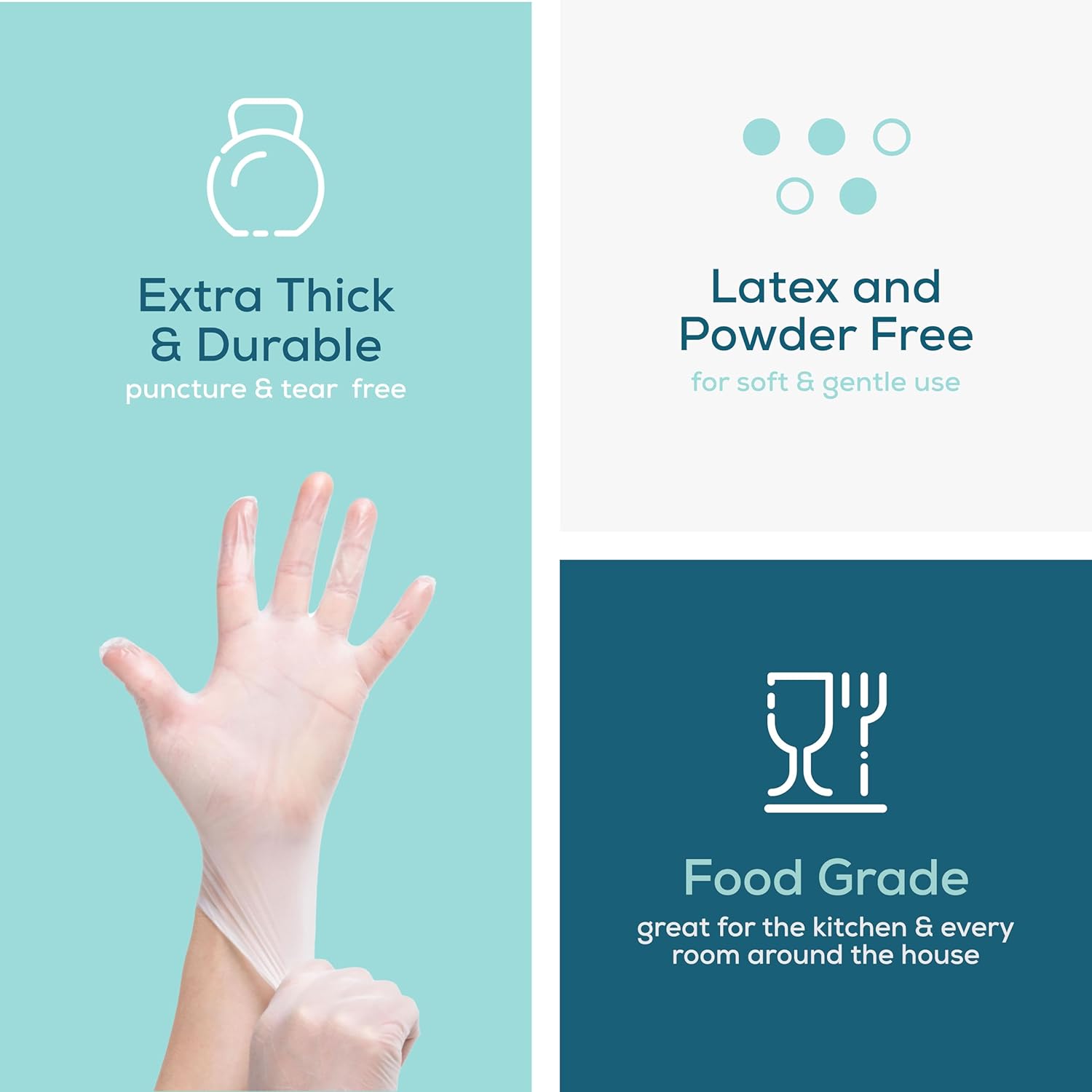 GUSTO Disposable Vinyl Gloves – Clear, Latex-Free, Powder-Free, BPA-Free – Safe for Food Handling, Cooking & Cleaning