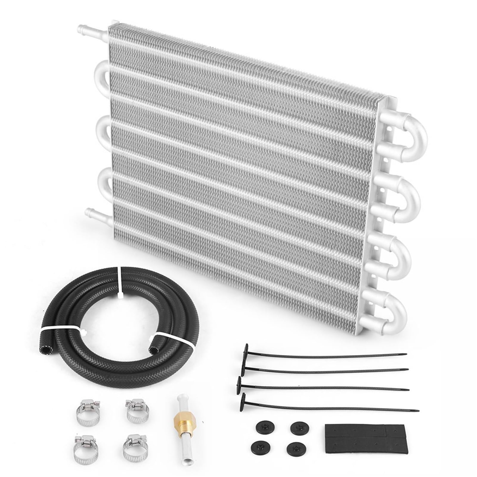 4 Row 6 Row 8 Row Universal Aluminum Remote Transmission Oil Cooler Auto-Manual Radiator Converter Kit Transmission Oil Cooler(8 Row Silver)