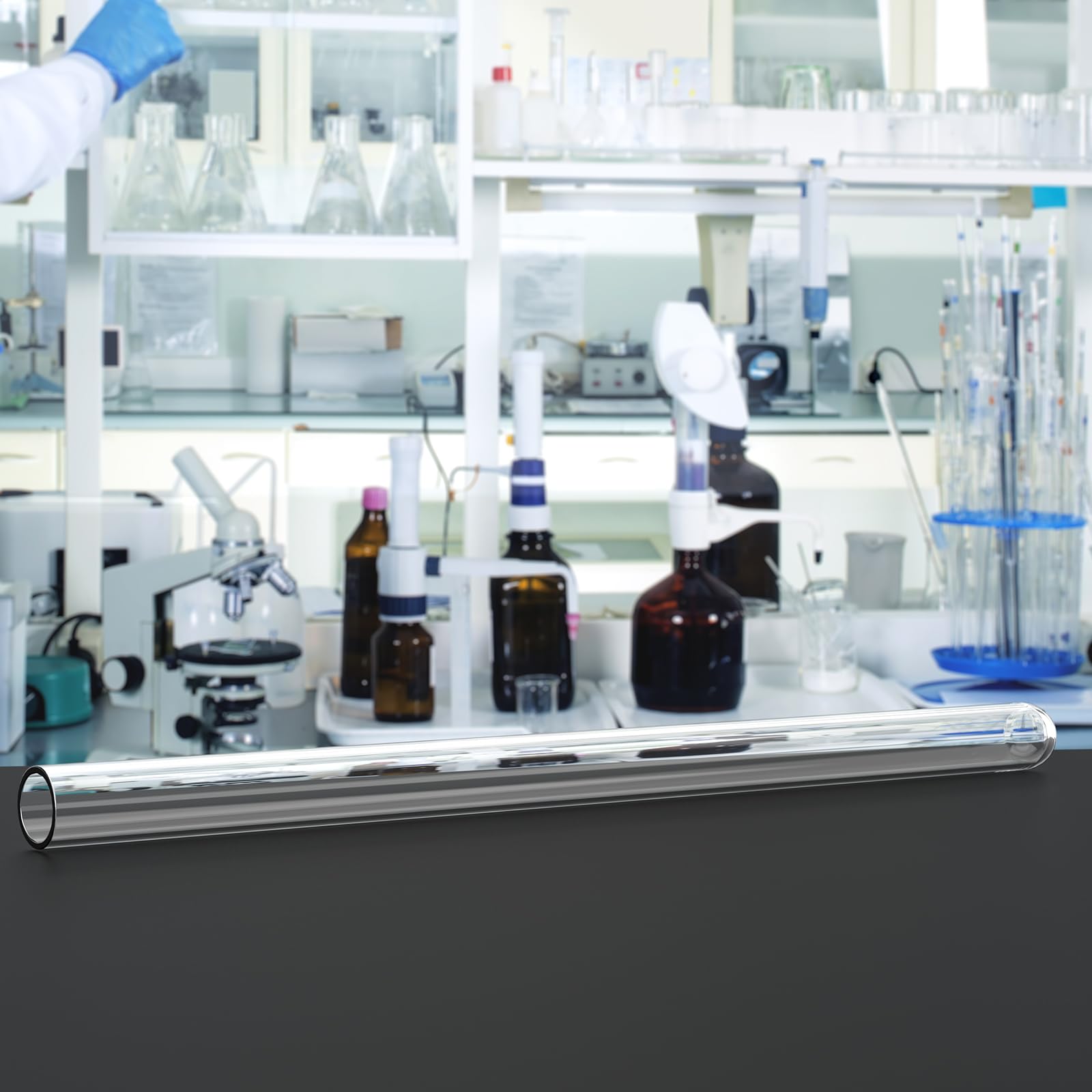 stonylab Provette in Vetro Quarzo, Fondo Tondo per Uso Laboratorio, Confezione da 6 (12 mm OD, 10 mm ID, 200 mm Lunghezza)