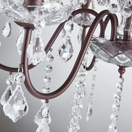 Miniatura 4 de Saint Mossi 6 Light Crystal Chandelier Light Fixture Modern Chandelier Crystal Lighting, K9 Crystal Pendant Raindrop Chandelier for Dining