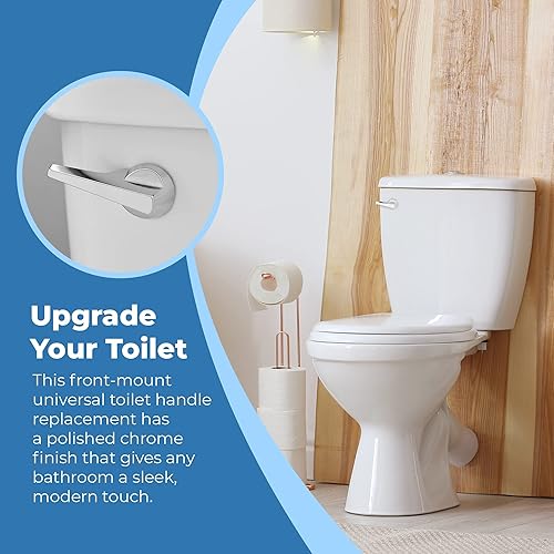Miniatura 2 de Reemplazo universal de palanca de inodoro  Moderno mango de zinc pulido cromado con brazo de latón  Palanca de descarga de inodoro de montaje