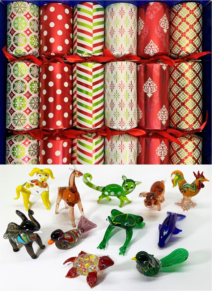 Crackers LtdSelection of box of large Christmas Crackers containing glass animal figurines