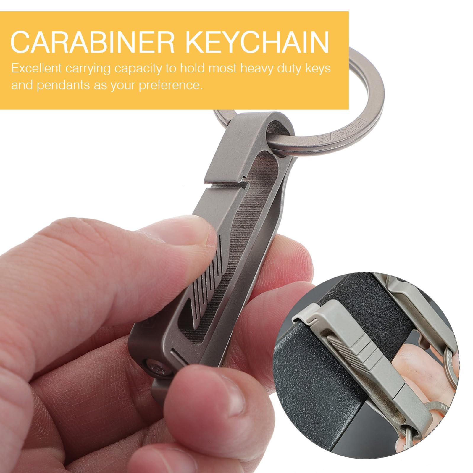 Abaodam Portachiavi in Lega di Titanio Resistente per Cintura Doppia Clip ad Alta Elasticità Leggero e Antiruggine Accessorio Pratico per Uomini e Cinture Duty Belt