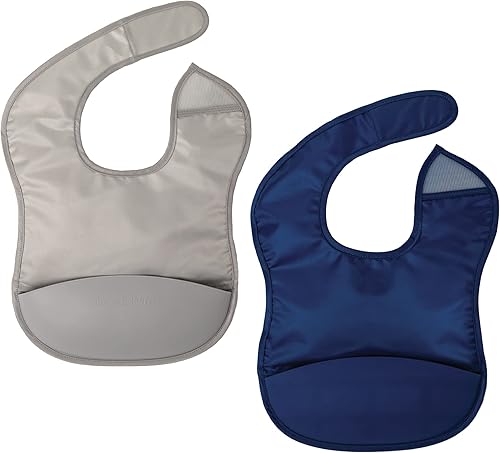 Tiny Twinkle Baberos de bolsillo de silicona, impermeables, que atrapan los alimentos, a prueba de desorden para bebés de 6 a 24 meses, niños