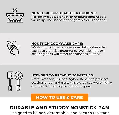 Miniatura 8 de BRA COOKWARE Efficient Pro - Juego de utensilios de cocina antiadherentes de 10 piezas, juego de ollas y sartenes de aluminio fundido con 2 ollas, 1