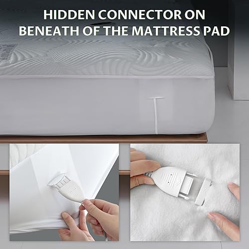 Miniatura 8 de Protector de colchón eléctrico de tamaño completo - Calentador de cama con funciones de memoria y precalentamiento, 12 ajustes de calor, control