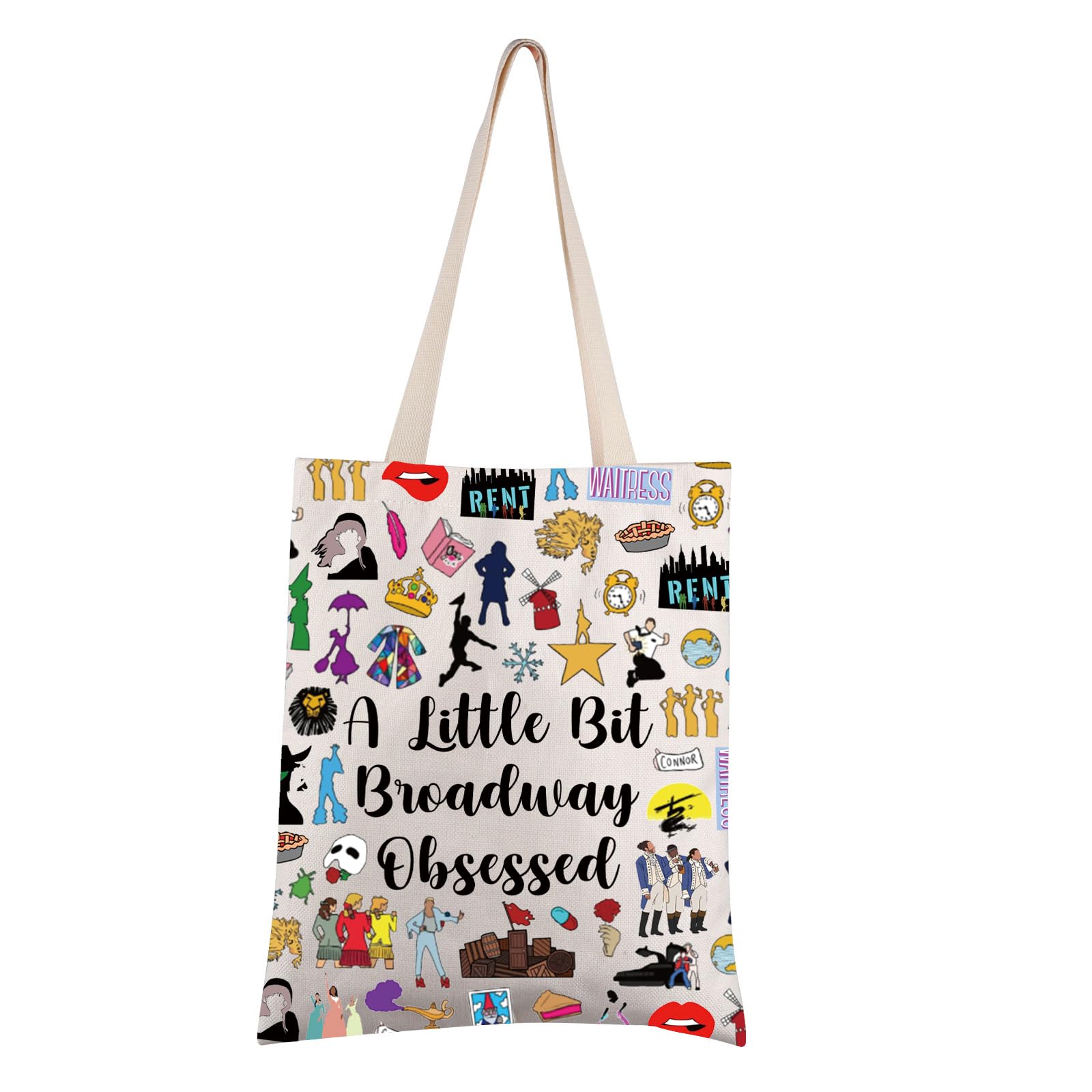 FEELMEMBroadway Musical Lover Gifts A Little Bit Broadway Obsessed Tote Bag Musical Merchandise For Musician Actor Actress