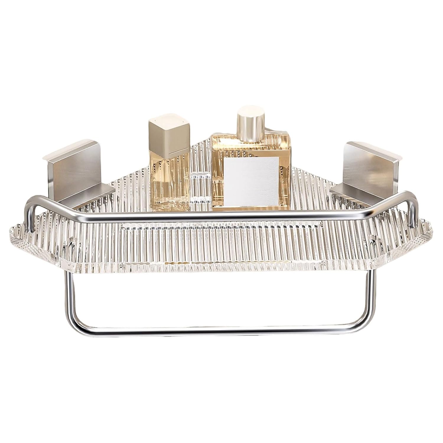 Triangle Bathroom Shelf Wall Mounted Adhesive Shower Caddy Corner Shower Organizer with Drain Holes for Bathroom Kitchen Sink