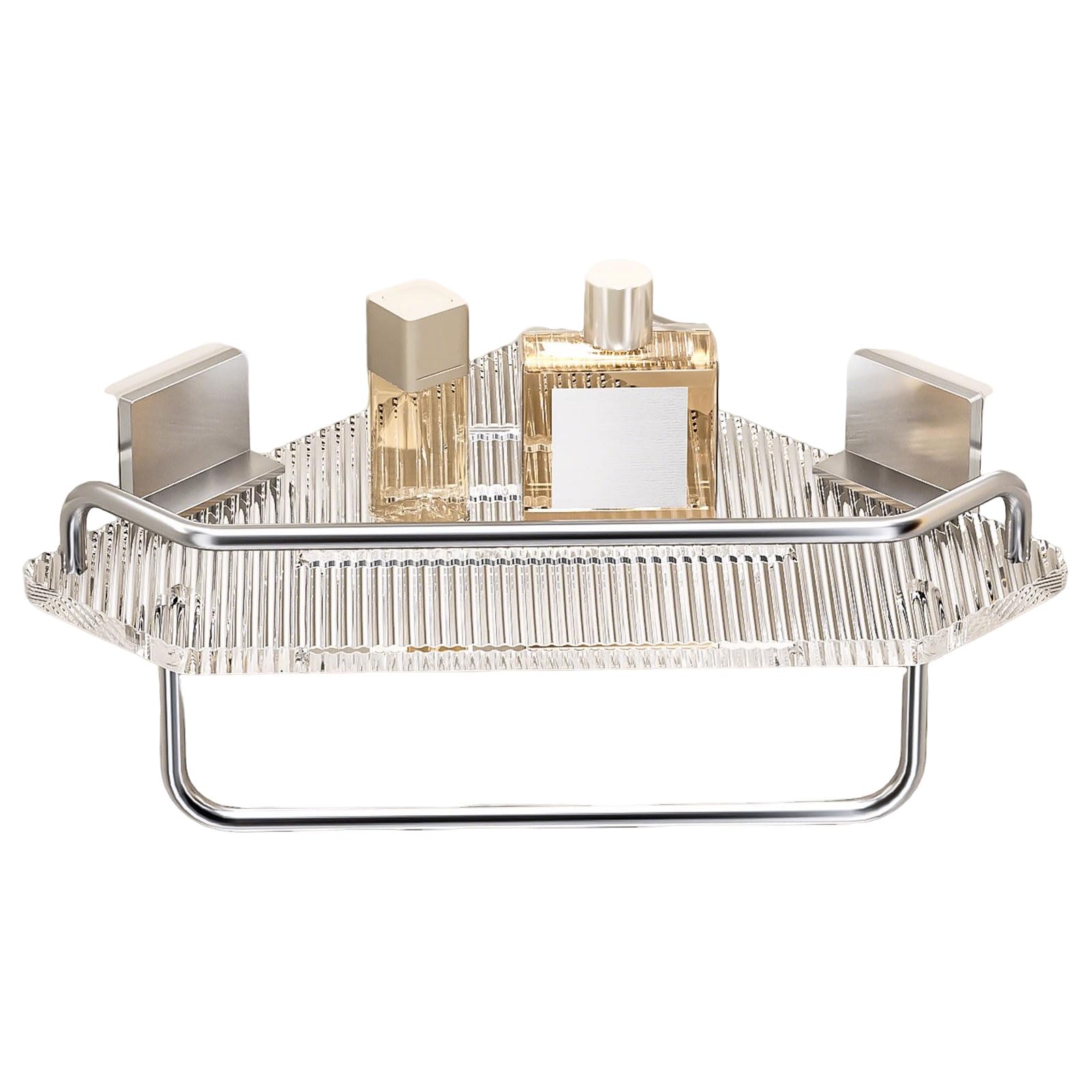 Triangle Bathroom Shelf Wall Mounted Adhesive Shower Caddy Corner Shower Organizer with Drain Holes for Bathroom Kitchen Sink