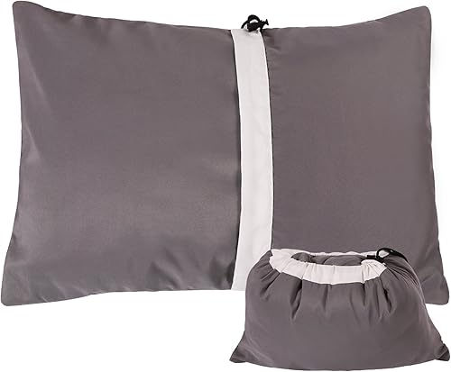 REDCAMP - Almohada para acampar pequeña ligera y compresible, 1 piezas2 piezas de almohada de viaje de franela con funda removible, gris, S