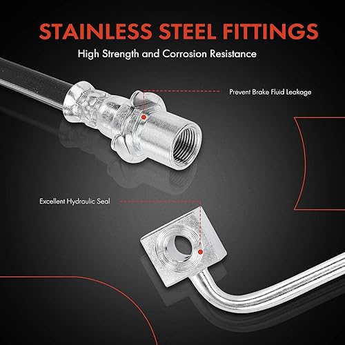 Miniatura 4 de A-Premium Manguera hidráulica de freno delantero izquierdo compatible con Dodge Ram 2500 3500 2003-2010 Ram 2500 2011-2013 3500 2011-2012 Reemplazo