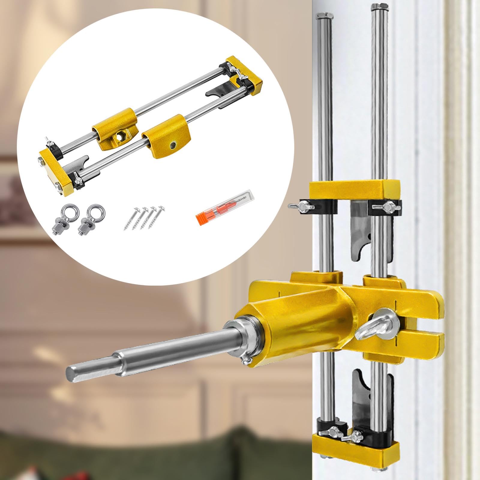 Kit de abridor de Orificios para Cerradura de Puerta de Madera, Plantilla de mortaja con Ranura de precisión para Amoladora Angular, instalación Sencilla