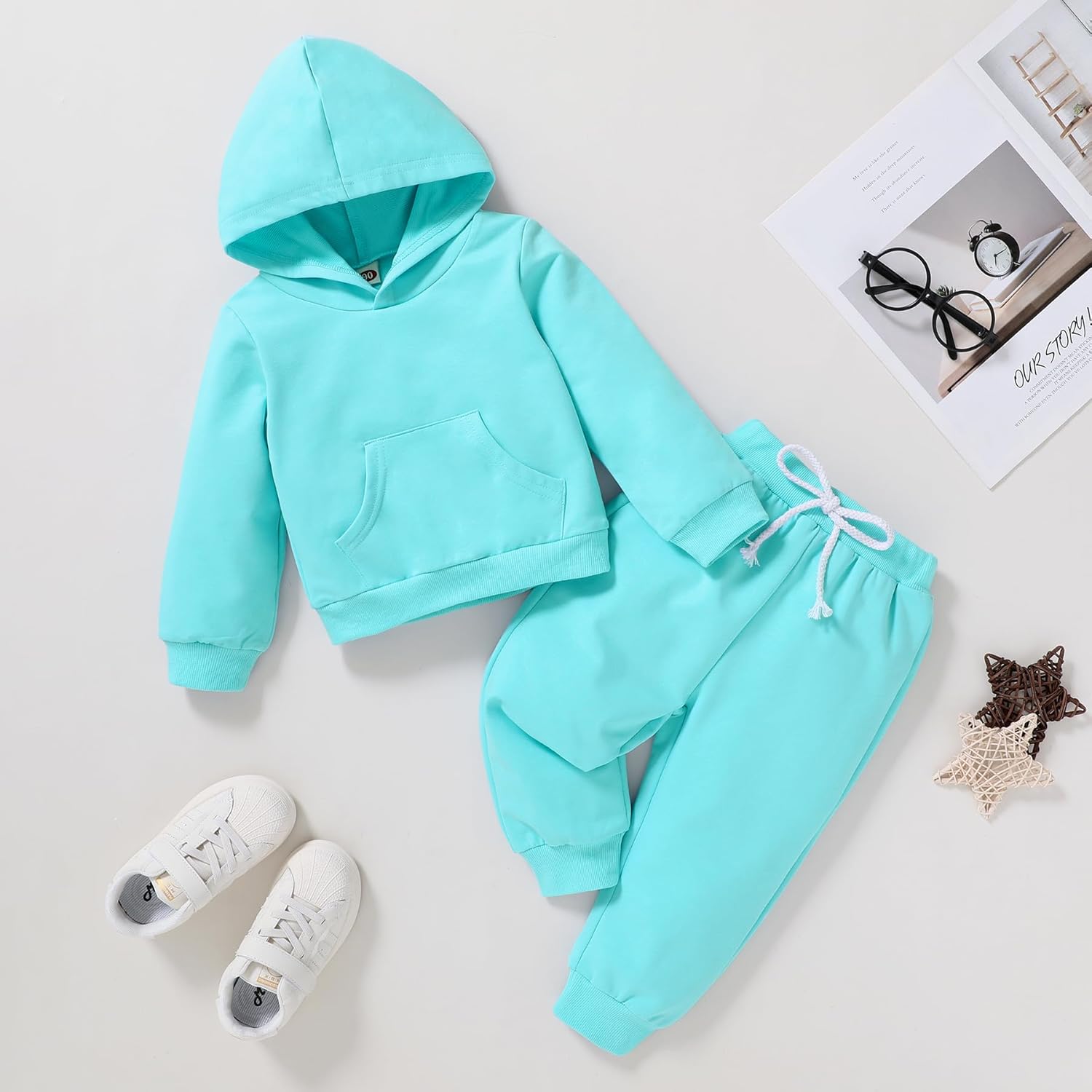 Happy Town Baby Fall Outfits for Girl Boy Long Sleeve Hoodie Top and Long Sweatpants Set Toddler Sweatsuit - Image 2