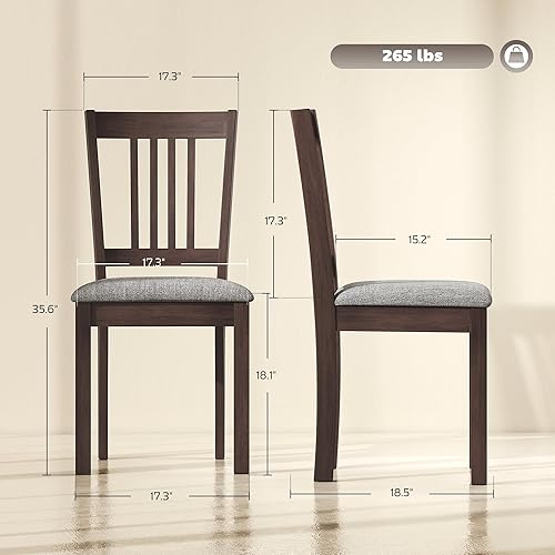 Miniatura 2 de HOMCOM Juego de 2 sillas de comedor modernas, tapizadas de tela de lino con patas de madera de goma para comedor, sala de estar, gris y nogal Gris y