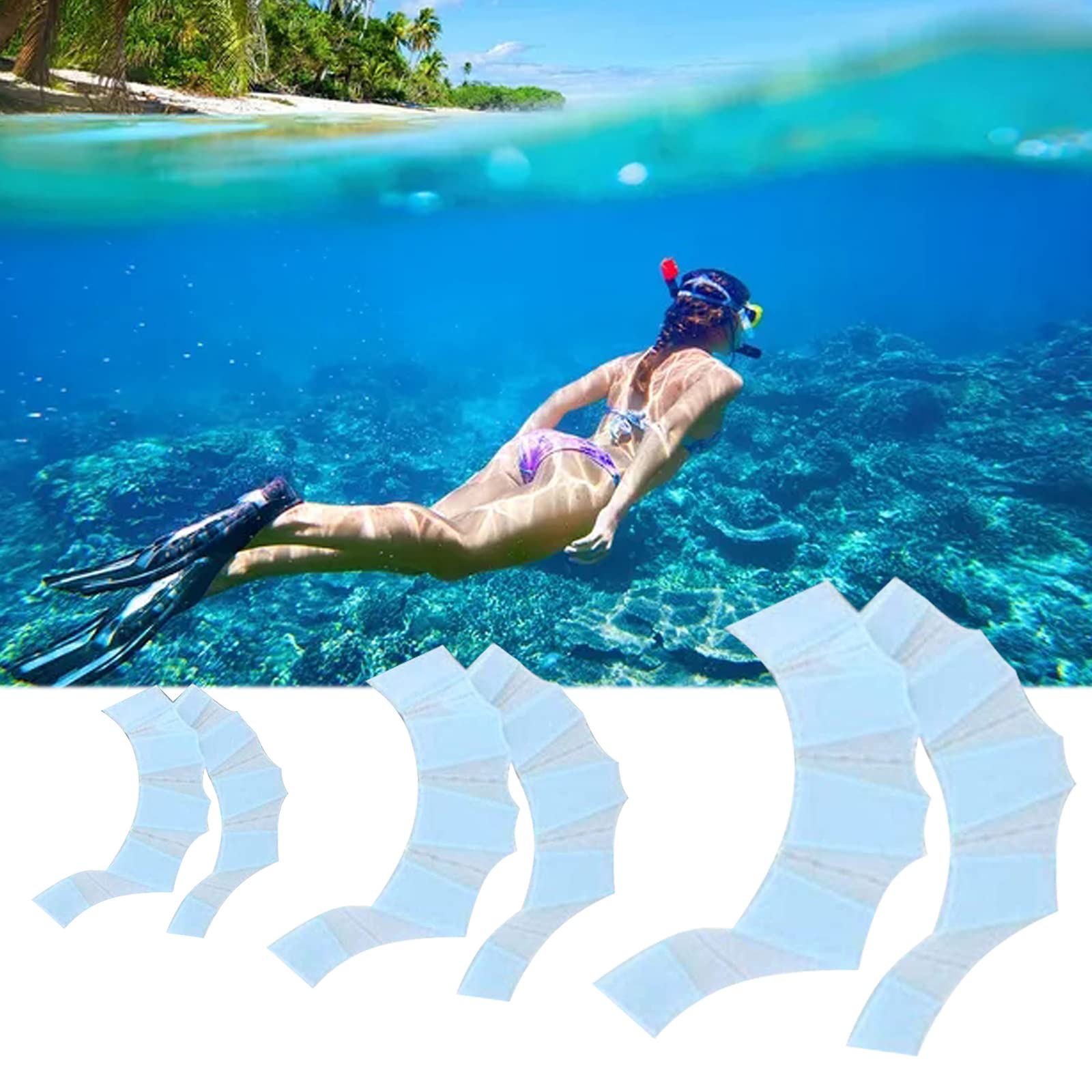 3 Paio Pinne per Nuoto a Mano Guanti da Nuoto Palmati in Silicone Allenamento con le Pinne Guanti Palmati con Dita da Nuoto Guanti Pagaia per Nuoto Immersioni per Bambini Donna Uomo (S/M/L, Blu)